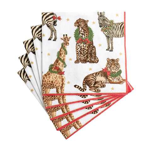 Caspari Wild Christmas Ivory Napkin