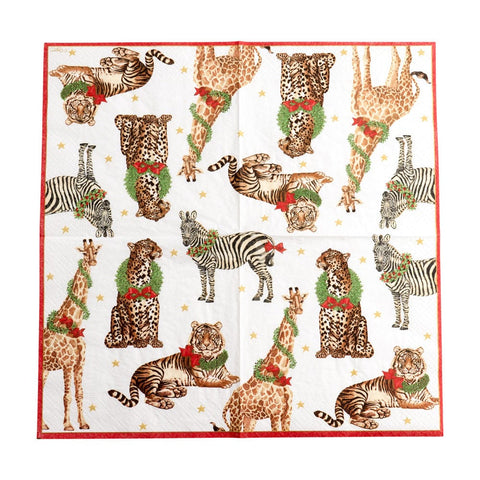 Caspari Wild Christmas Ivory Napkin