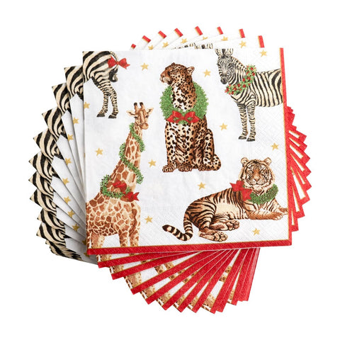Caspari Wild Christmas Ivory Napkin