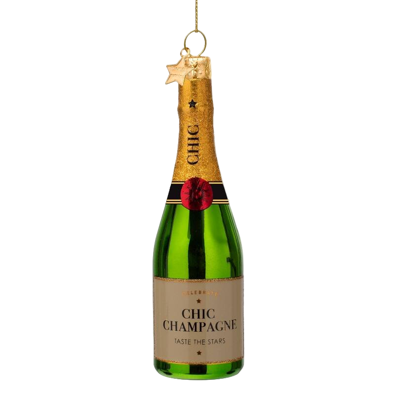 Christmas Tree Hanging Ornament Luxury Champagne Bottle Glass – 14 cm