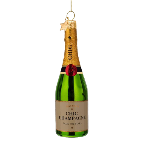 Christmas Tree Hanging Ornament Luxury Champagne Bottle Glass – 14 cm