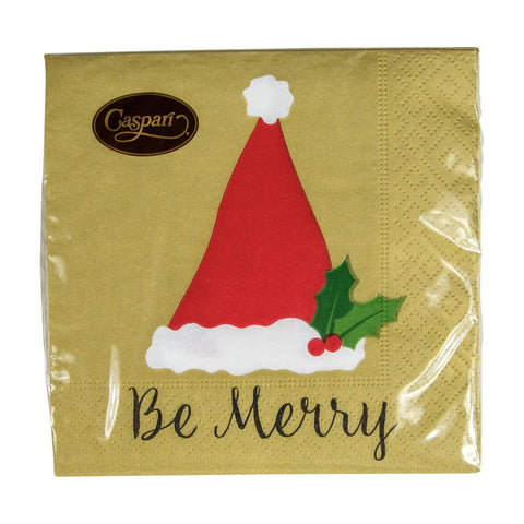 Caspari Be Merry Gold Cocktail Napkin