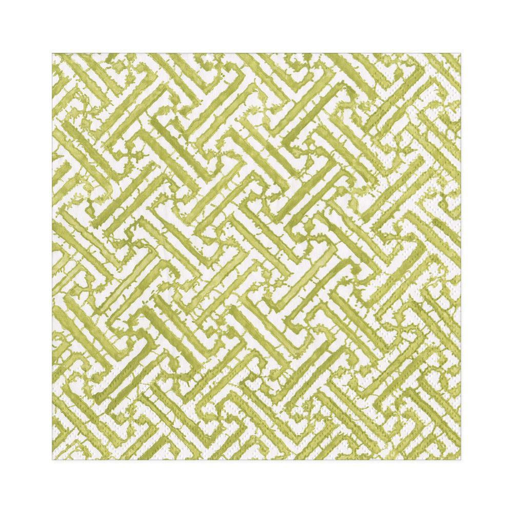 Caspari Cocktail Napkin Mossgreen Fretwork