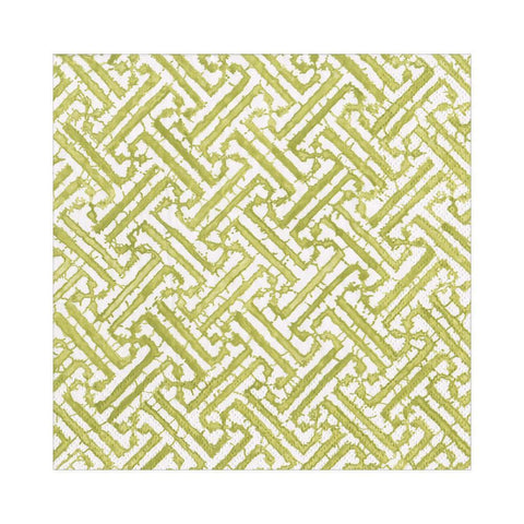 Caspari Cocktail Napkin Mossgreen Fretwork