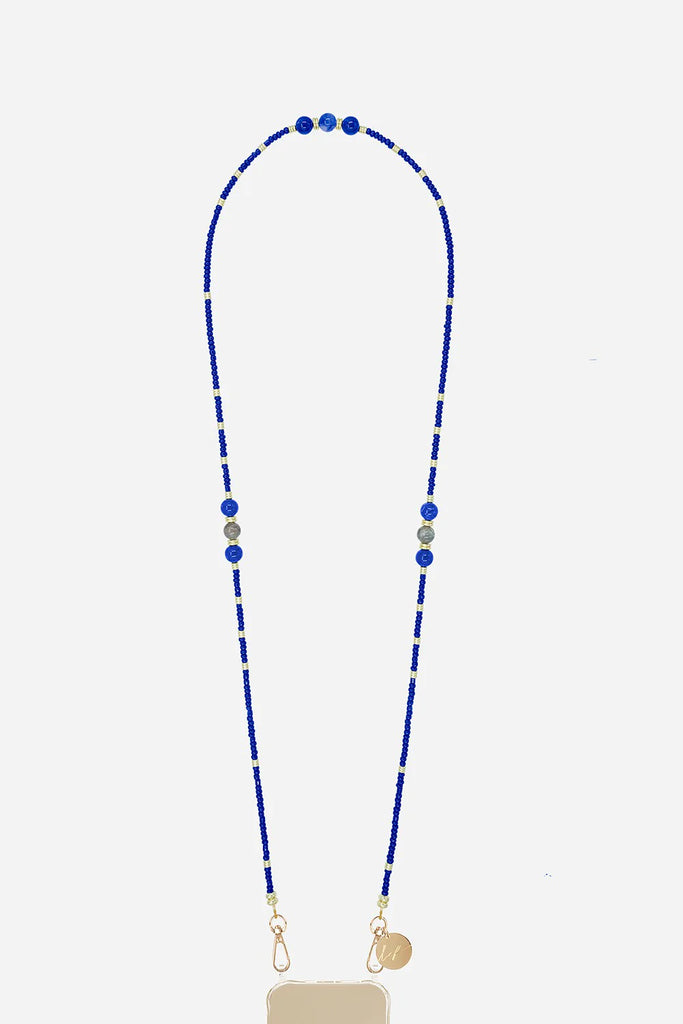 Iris Blue Pearls Long Phone Chain 120cm