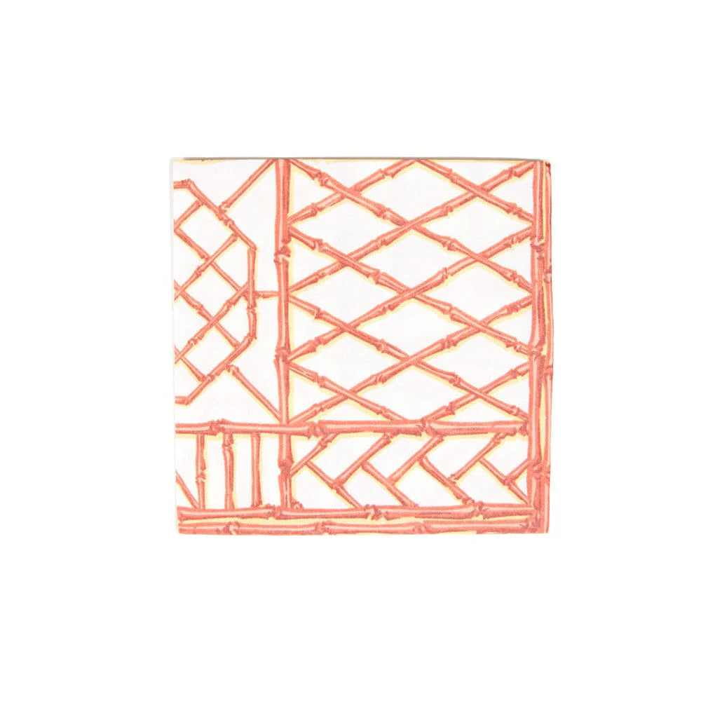 Caspari Lunch Napkin Bamboo Screen Coral