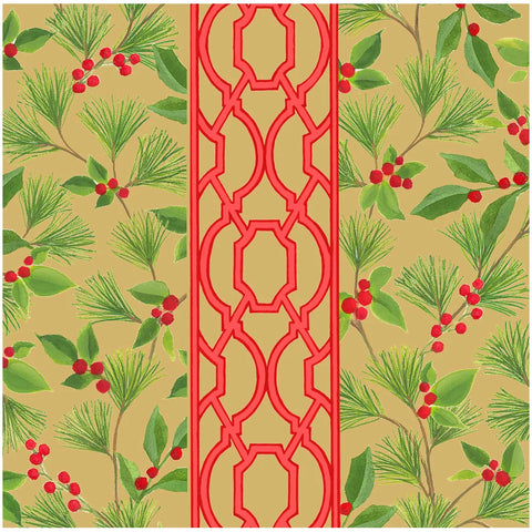 Caspari Knots And Greenery Gold Napkin