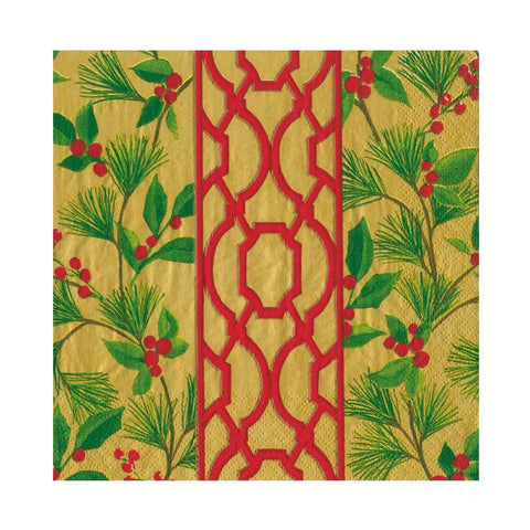 Caspari Knots And Greenery Gold Napkin