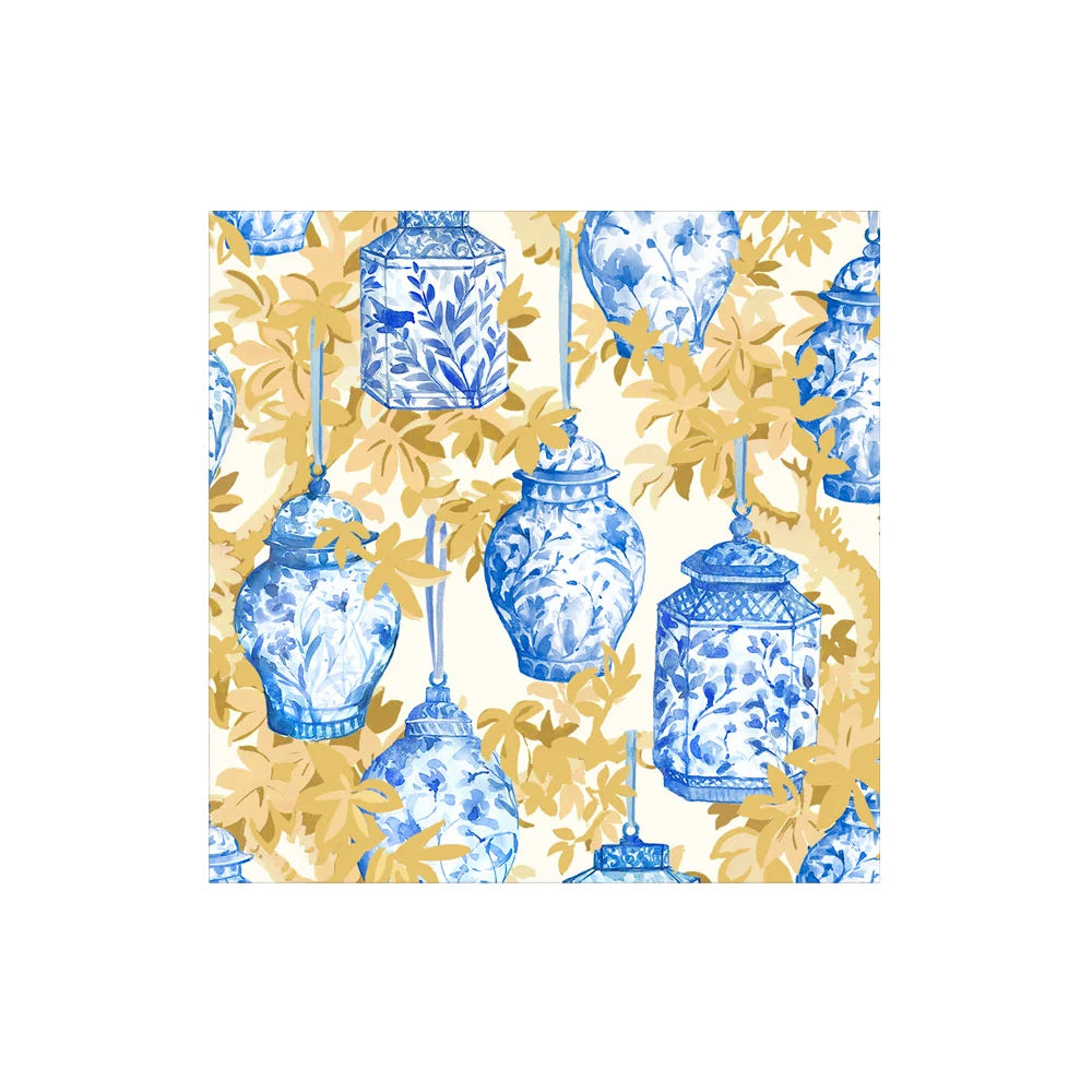 Caspari Ginger Jars Blue/White Napkin