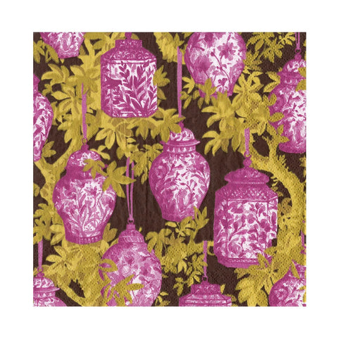 Caspari Ginger Jars Plum/Chocolate Napkin