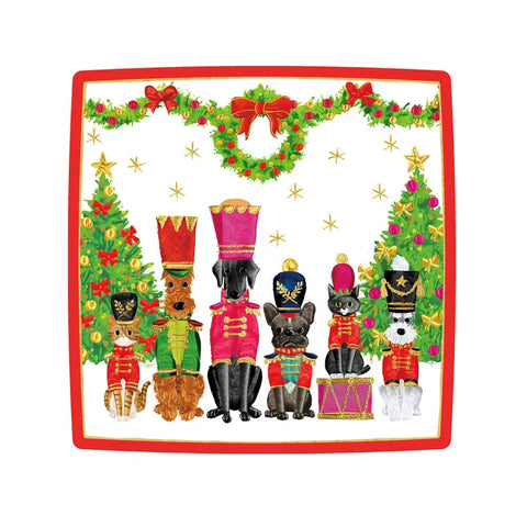 Caspari Toy Soldier Pets Square Salad/Dessert