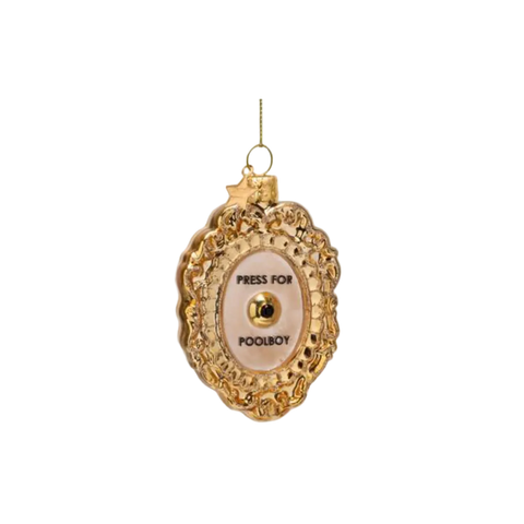 Christmas Tree Hanging Ornament Glass Shiny Gold Press For Poolboy Button - 9cm