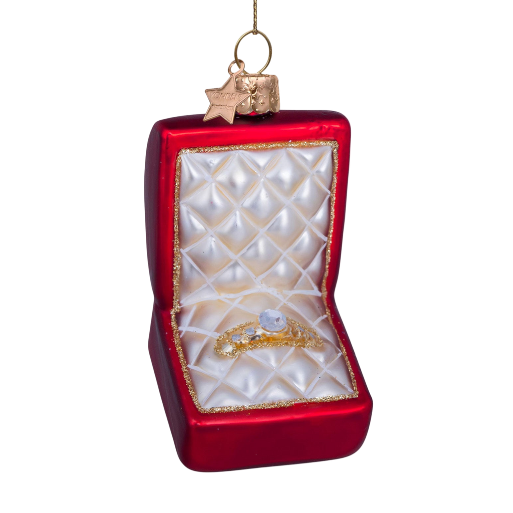 Christmas Tree Hanging Ornament Red Matt Wedding Ring Box – 8 cm