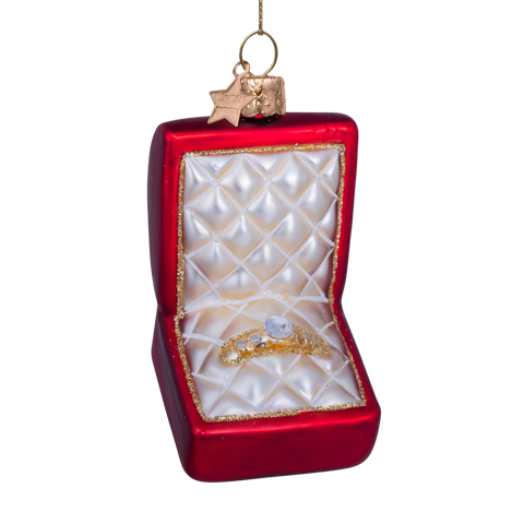 Christmas Tree Hanging Ornament Red Matt Wedding Ring Box – 8 cm