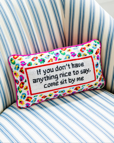 Furbish Come Sit By Me Needlepoint Pillow