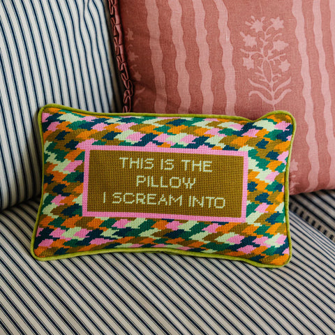 Furbish Scream Needlepoint Pillow