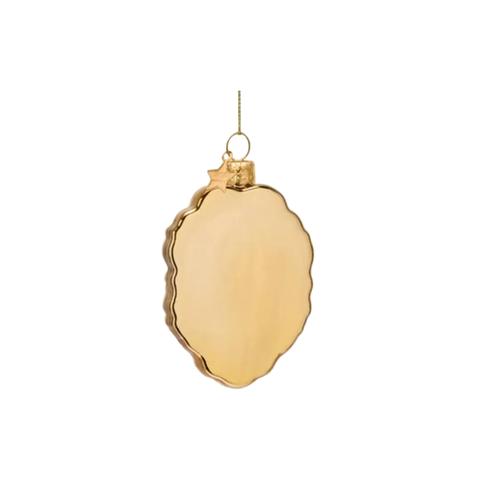 Christmas Tree Hanging Ornament Glass Shiny Gold Press For Poolboy Button - 9cm