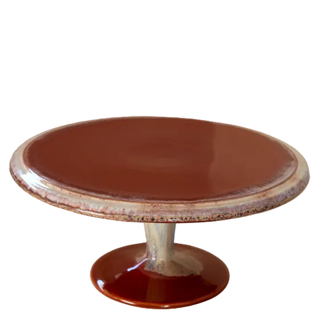 Poterie Footed Plate in Caramel-Latte Color - 33 cm
