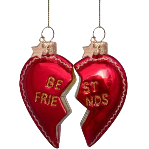 Christmas Tree Hanging Ornament Set of Best Friends Heart – 8.5 cm