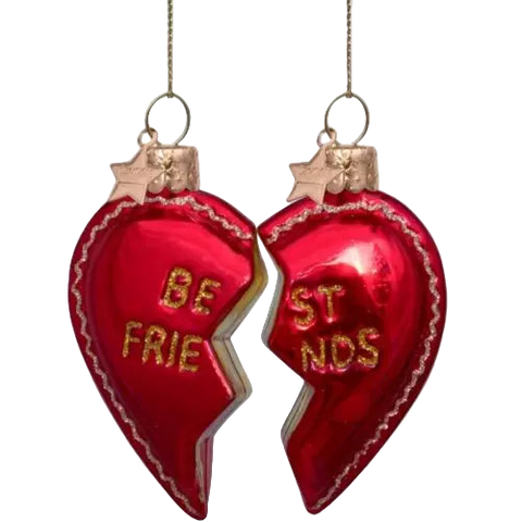 Christmas Tree Hanging Ornament Set of Best Friends Heart – 8.5 cm