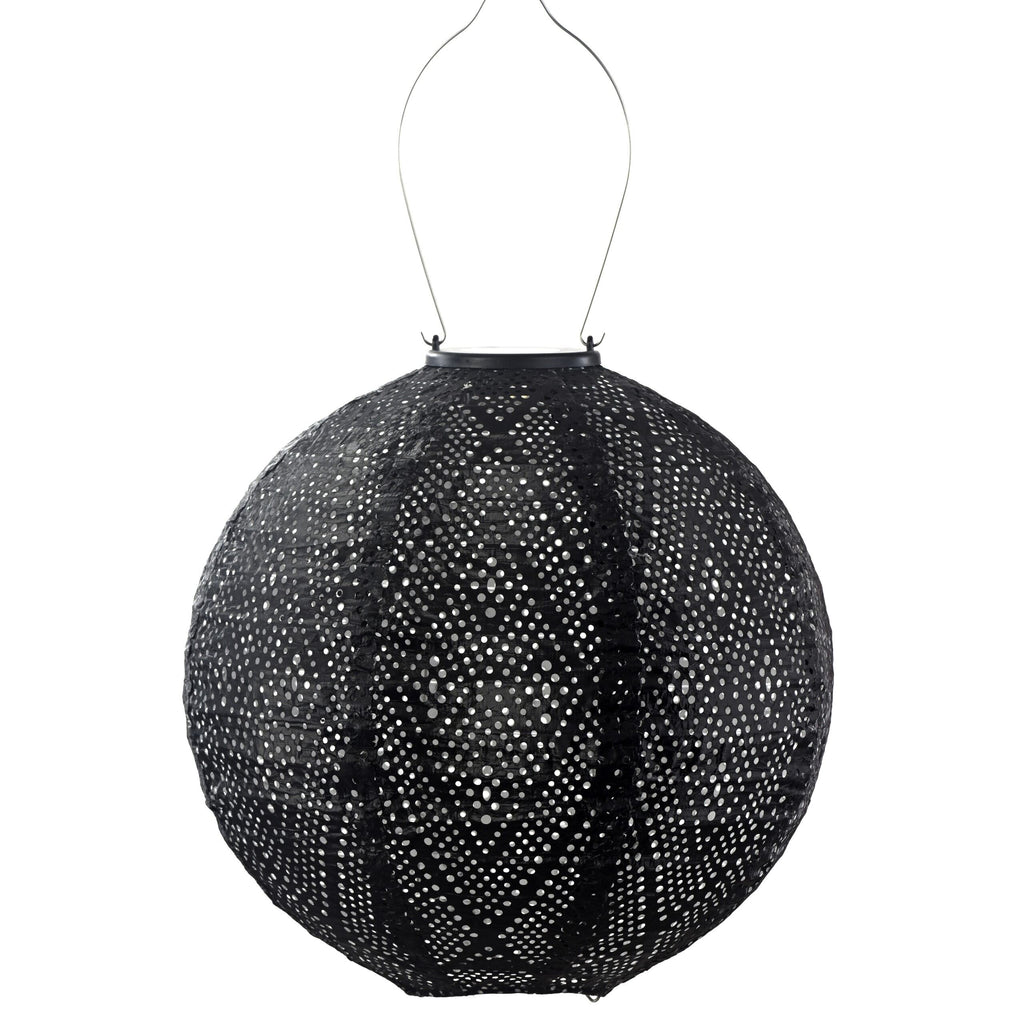 Lumiz Ikat Black Round LED Solar Lantern