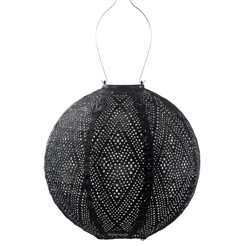 Lumiz Ikat Black Round LED Solar Lantern