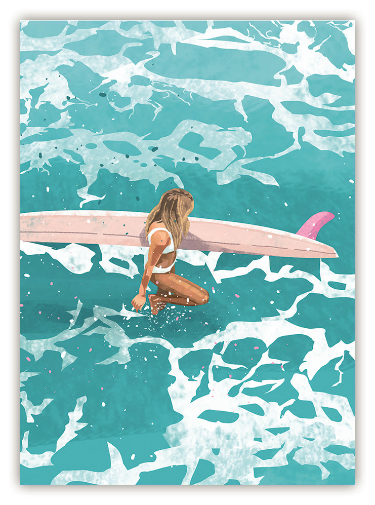 ACTE - Girl Going Surfing Postcard