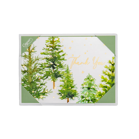 Caspari White Christmas Foil Thank You Notes (Set of 8)