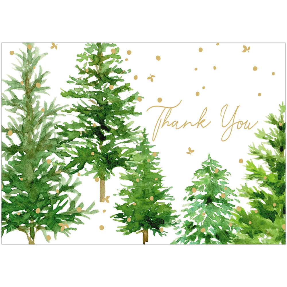 Caspari White Christmas Foil Thank You Notes (Set of 8)