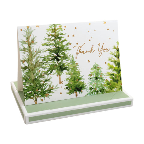 Caspari White Christmas Foil Thank You Notes (Set of 8)