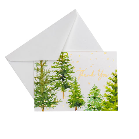 Caspari White Christmas Foil Thank You Notes (Set of 8)