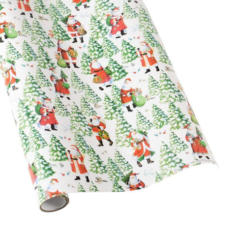 Caspari Woodland Santa Roll Wrap