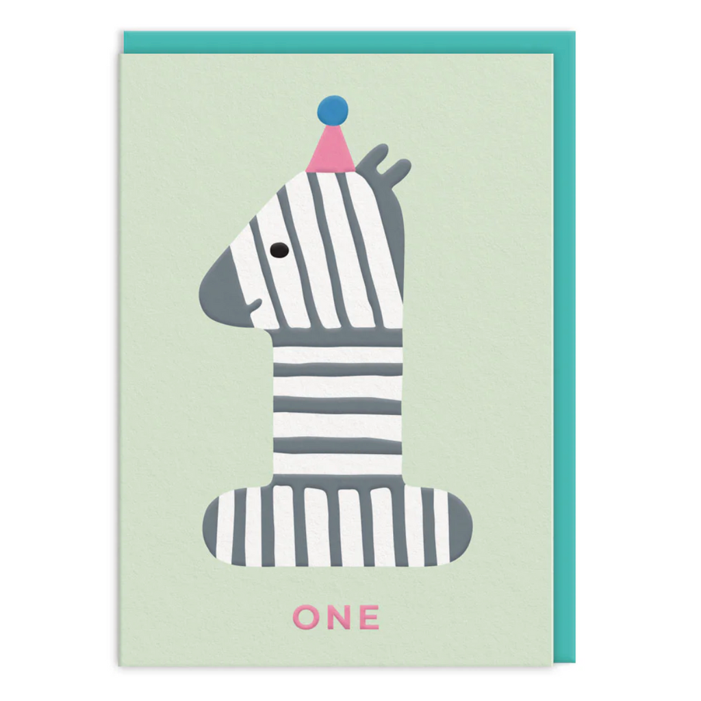Age 1 Zebra Birthday Card
