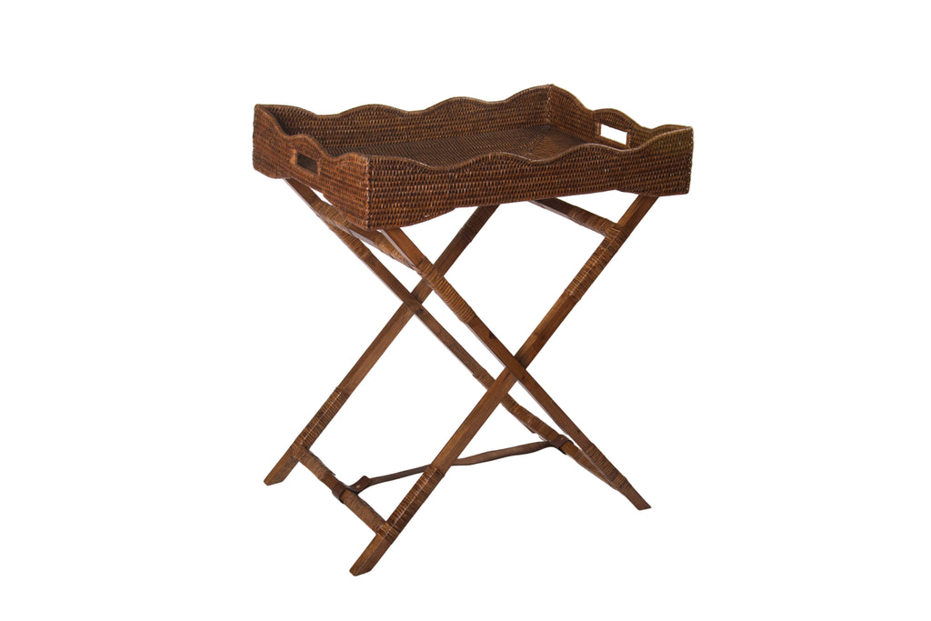 Rattan Butler Tray with Foldable Legs