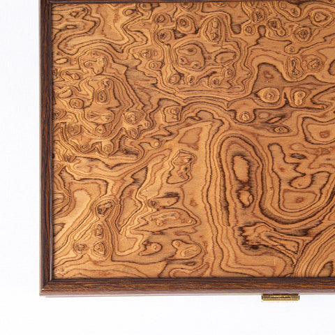 Manopoulos - Handcrafted Walnut Burl Backgammon Set with Side Racks 48x30cm