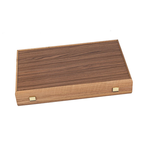 Manopoulos Handcrafted Walnut with Blue Oak Backgammon Set with Walnut & Oak Points with Side Racks 48x30cm