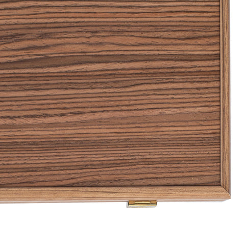 Manopoulos Handcrafted Walnut with Blue Oak Backgammon Set with Walnut & Oak Points with Side Racks 48x30cm