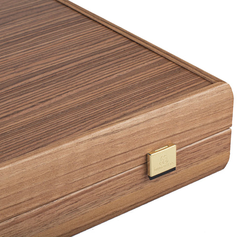 Manopoulos Handcrafted Walnut with Blue Oak Backgammon Set with Walnut & Oak Points with Side Racks 30x20cm