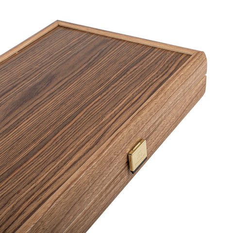Manopoulos Handcrafted Walnut with Blue Oak Backgammon Set with Walnut & Oak Points with Side Racks 30x20cm