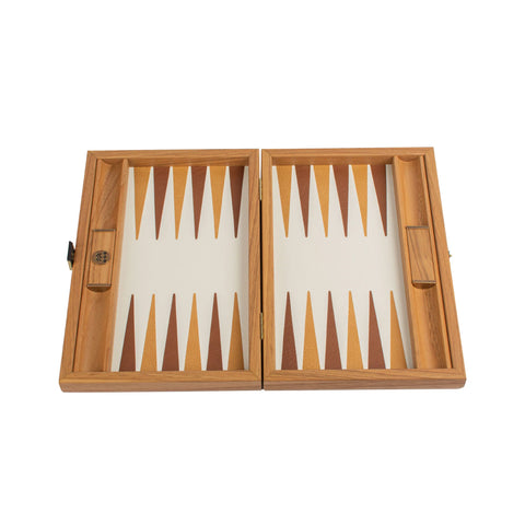 Manopoulos - Handcrafted Knitted Leather Backgammon Set in Mustard with Side Racks 30x20cm