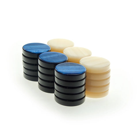 Manopoulos - Leatherette Royal Blue Backgammon Set with Side Racks 48x30cm
