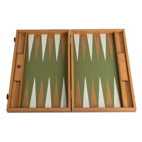 Manopoulos - Leatherette Forest Green Backgammon Set with Side Racks 48x30cm