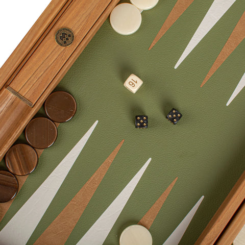 Manopoulos - Leatherette Forest Green Backgammon Set with Side Racks 48x30cm