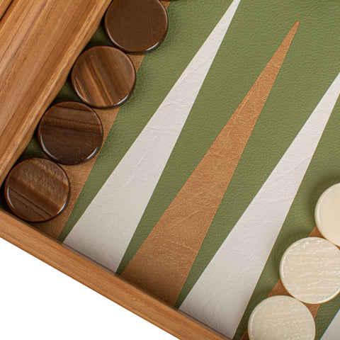 Manopoulos - Leatherette Forest Green Backgammon Set with Side Racks 48x30cm