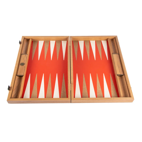 Manopoulos - Leatherette Cinnabar Red Backgammon Set with Side Racks 48x30cm