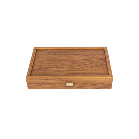 Manopoulos - Handcrafted Walnut Replica Wood Backgammon Set with Black & Oak Points with Side Racks 48x30cm