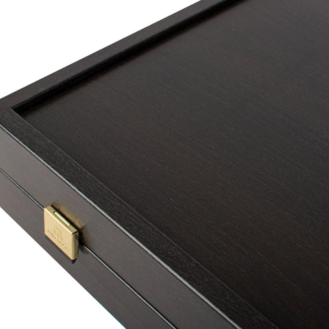 Manopoulos - Handcrafted Wenge Replica Wood Backgammon Set with Walnut & Oak Points with Side Racks 48x30cm