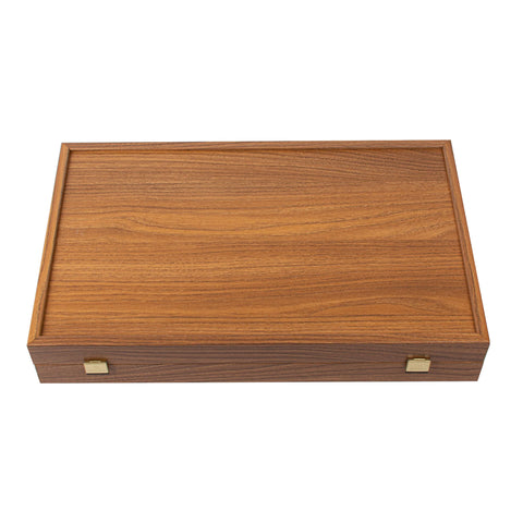 Manopoulos - Handcrafted Walnut Replica Wood Backgammon Set with Black & Oak Points with Side Racks 38x23cm