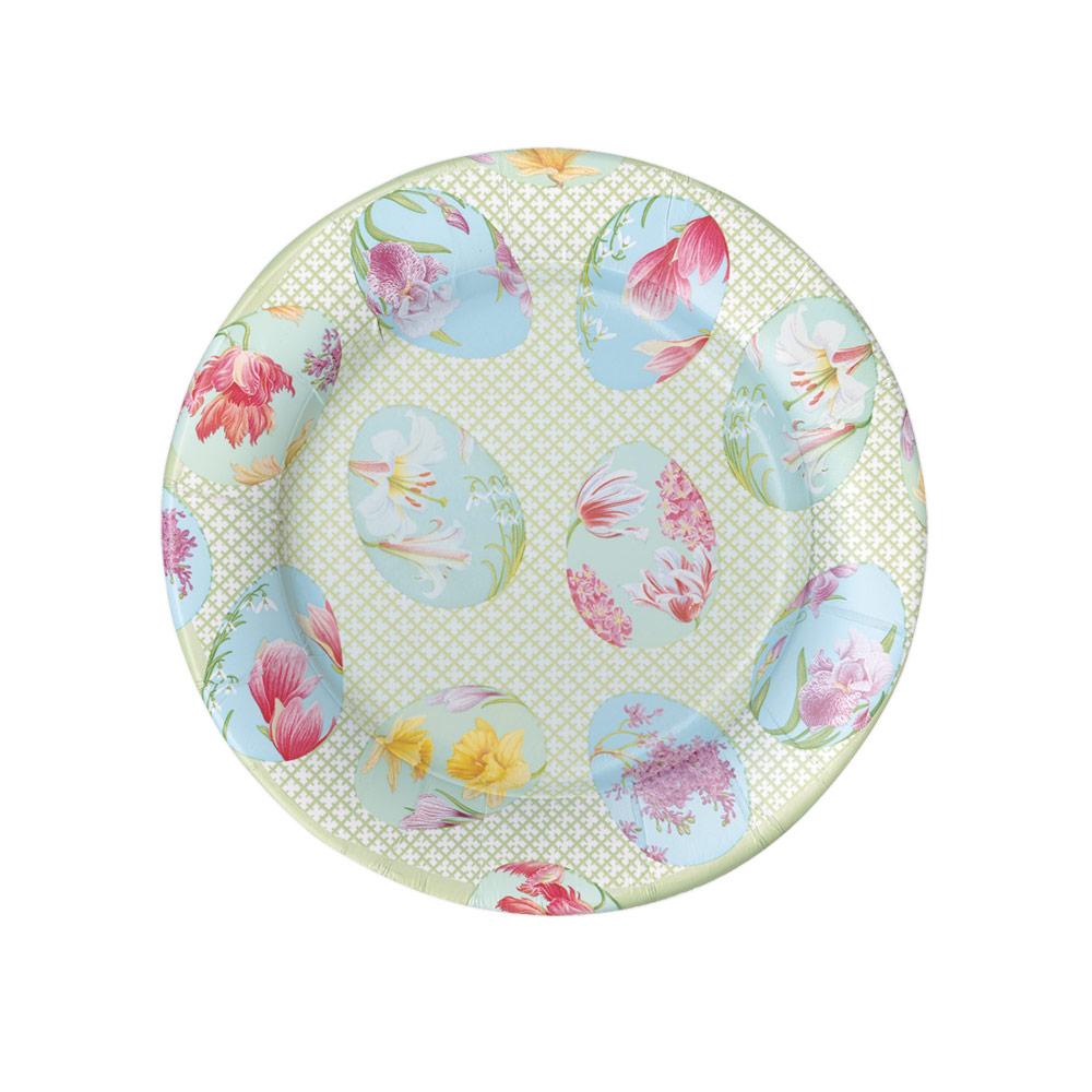 Caspari Floral Decorated Eggs Paper Salad & Dessert Plates