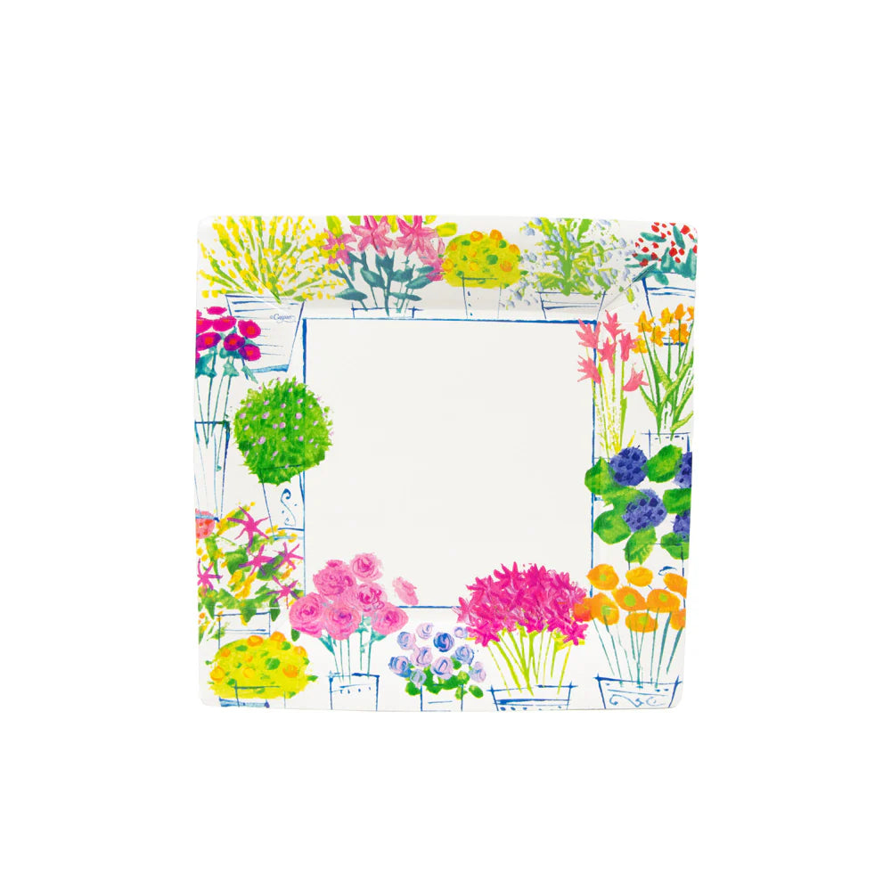Caspari Flower Market Square Salad/Dessert Plates